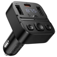 Автомобильный FM-трансмиттер модулятор Bluetooth MP3 HOCO E87 Delta 35W, PD/QC, USB-C/ 2xUSB-A