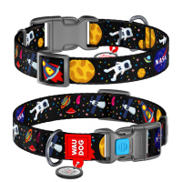 Нашийник для собак нейлоновий WAUDOG Nylon з QR паспортом, малюнок «NASA», пластиковий фастекс, Ш 20 мм, Дов 28-40 см