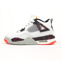 Nike air jordan 4 retro білі з чорним та червоним