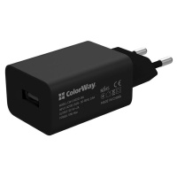 Зарядное устройство ColorWay 1USB AUTO ID 2A (10W) black + cable Lightning (CW-CHS012CL-BK)