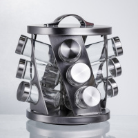 Карусель для специй 12 баночек по 100 мл, хром HP-1368