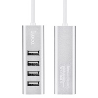 Перехідник HUB Hoco HB1 USB to USB 2.0 (4 port) (1m), Срібний - купити в SmartEra.ua