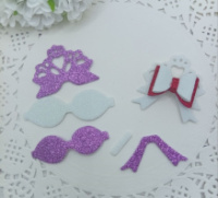 Вирубка бантик бантиком фіолетово-білий 4,5*4,7 см з фоамірану з глітером,набір деталей.