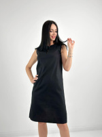 Лляне плаття міді «Viki» оптом | Розпродаж моделі Чорний, 42-44