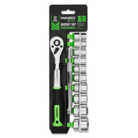 Професійний набір головок торцевих з тріскачкою та подовжувачем Winso Pro CR-V 3/8« 72Т, 10-24мм 12шт