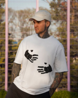 Oversize футболка з принтом Echo Touch біла