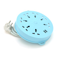 Сетевой фильтр QiaoLian YT-20, 7 Розеток + 2 USB, 2 м, сечение 3х0,75мм, Blue, Blister