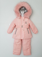 Зимний костюм для девочки 86р - 104р Розовый в сердечко