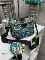 Чорний ремінь (абстракція) - яскравий комплект 3 в 1 з ланцюжком - молодіжний, стильний та зручний (1569-5)