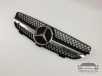 Решетка радиатора на Mercedes CLK-Class W209 2002-2009 год SL-Look ( Черная с хром полоской )