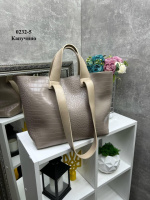 Капучино — вмістка велика сумка-трансформер з крокодиловим принтом (0232-5)