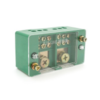 Параллельный разветвитель-сплиттер проводов FJ6/JHD-2-6, 1фаза-2вход М8, 6 выхода(латунь)1,5-35х1,5-16мм2, AC600V,60А, -55°С~125°С, 80*33*45мм,GREEN