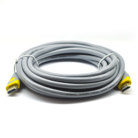 Кабель Merlion HDMI-HDMI V-Link High Speed 10.0m, v2,0, OD-8.2mm, круглый Grey, коннектор Grey/Yellow, (Пакет), Q30