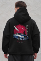 Оверсайз худі толстовка на флісі з капюшоном та принтом Without Skyline Black