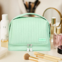 Косметичка для пренадлежностей из искусственной кожи для макияжа,зеленая