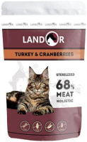 Landor корм для стерилизованных кошек с индейкой и клюквой, пауч, 85 г