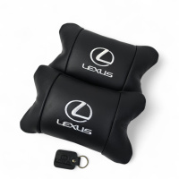 Набор автоподушек Lexus кожа Италия+ подарок, Автоподушки Лексус с вышивкой