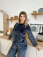 Махровий костюм з декоративними кишенями «Luci» оптом | Батал | Розпродаж моделі Графіт, 54-56