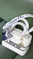 CHRISTIAN DIOR Medium D-Lite white Cannage