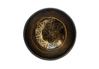 Тибетська співаюча чаша з арт гравіюванням Квітка життя + Ом + Мантра 11 см