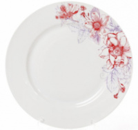 Набор 6 фарфоровых обеденных тарелок «Цветы» Ø23см
