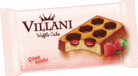 Кекс «VILLANI» у вигляді вафлі з какао та полуничним кремом 50g.