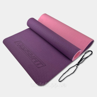Килимок для йоги та фітнесу EasyFit TPE+TC 6мм двошаровий фіолетовий-рожевий