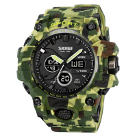 Чоловічий тактичний годинник Skmei 2197CMGN Army Green Camouflage з комбінованим циферблатом та підсвічуванням