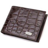Фактурний чоловічий гаманець для грошей з натуральної шкіри з тисненням під крокодила 721943 Коричневий
