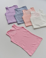 Майка на дівчинку широка бретель в рубчик  р.  6-7 роки   5шт