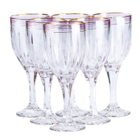 Набір бокалів для вина 6 штук із золотою облямівкою 250 мл, рожевий