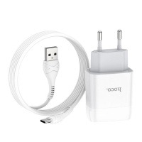 Набор СЗУ 110-240V HOCO C73A+ кабель Type-C, 2xUSB, 2.4A, кабель 1м, White, Blister