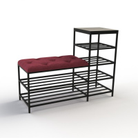 Банкетка для обуви Барселона-1 100см велюр красный/дуб платиновый 4-2-9005