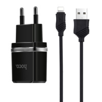 Зарядний пристрій для iPhone Hoco C12 Charger + Cable Lightning 2.4A 2USB (Чорний) - купити в SmartEra.ua