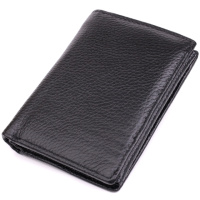 Вертикальный мужской кожаный кошелек в два сложения Vintage sale_15091 Черный