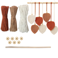 Набор макраме для ручного вязания гобелена настенного декора «Листья» 37х30см,для рукоделия бордово-коричневый