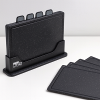 Набор разделочных досок Zepline ZP-00220 Черный — 5 предметов с подставкой