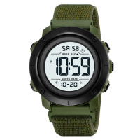 Чоловічий спортивний годинник Skmei 2497NAGWT Army Green-White з нейлоновим ремінцем та підсвічуванням