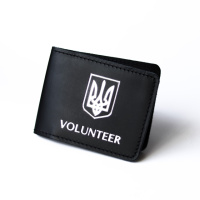 Шкіряна Обкладинка «Універсальна VOLUNTEER+ герб », чорна з сріблом