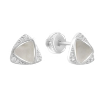 Серебряные серьги CatalogSilver с натуральным перламутром, фианитами (2184676)