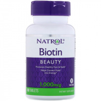 Биотин, Biotin, Natrol, 1000 мкг, 100 таблеток