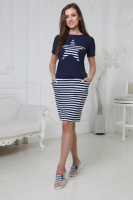 Костюм зі спідницею «Афіна» оптом | Батал Темно-синій, 50