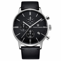 Чоловічий годинник Pagani Design PD-2720 Silver-Black-Black з хронографом SEIKO VK67 та шкіряним ремінцем