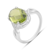 Серебряное кольцо CatalogSilver с хризолітом 6.56ct, фианитами, вес изделия 4,82 гр (2174400) 17.5 размер