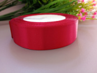 Атласная лента/ 2.5 см/ 23 метра/ Вишневый светлый