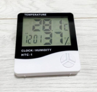 Цифровой термометр гигрометр с часами HTC-1