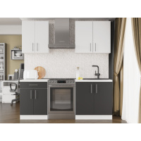 Кухня модульна Эверест Оптима набор №2 Нимфея альба+Антрацит 2 м (без столешницы) (DTM-5697)