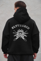 Оверсай худі толстовка на флісі з капюшоном та принтом Without Slyrherin Black