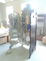 Венецианское зеркало Alma Bardo Rino. Венецианская ширма с зеркальными элементами и резьбой по дереву.
