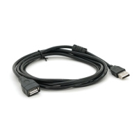 Удлинитель USB 2.0 AM/AF, 2.0m, 1 феррит, черный  Пакет Q250